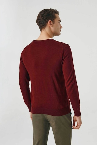 Regular Fit Bordo Tüylenme Yapmayan Bisiklet Yaka Triko Kazak Bordo