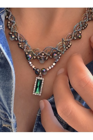 Makrome Bohem İp Örme Renkli El Yapımı Bağlamalı Kolye Çok REnkli