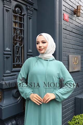 Kadın Mint Yeşili Aerobin Uzun Kapşonlu İkili Takım T0220 Mint Yeşili