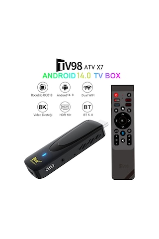 Android 14 Tv Stick 8k Ultra Hd 5g Wifi Bluetooth 4 Çekirdek Mini Medya Oynatıcı