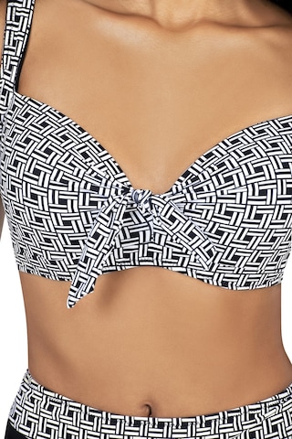 Endeep Kadın Büyük Beden Balenli Siyah Beyaz Desenli Bikini Takımı Siyah