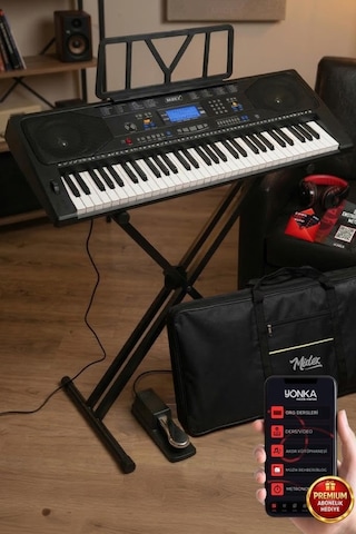 Midex Ps-4500ksp Tuş Hassasiyetli 61 Tuşlu Org Sustain Pedallı Usb Mp3 Pedal Stand Kulaklık Çanta Notalık Metod