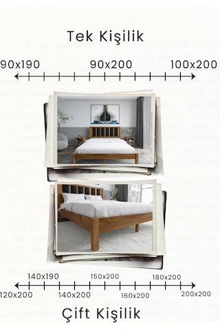 Renazzo Ori On Siyah Puf Başlıklı Masif Ahşap Karyola Ceviz 100x200 Ceviz - 100 X 200