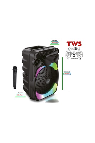 Auris Kln170 10w 8 İnç Kablosuz Mikrofonlu Rgb Bluetooth Hoparlör