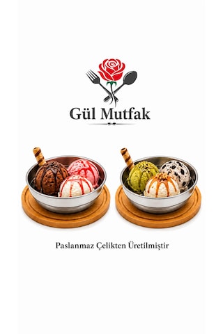 Dondurma Ve Çerez Kasesi Sunumluk Çok Amaçlı 10 Cm Paslanmaz Çelik 18/10 gri