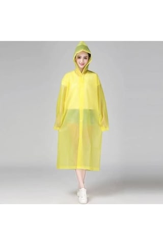 Unisex Sarı Eva Kumaş Su Rüzgar Geçirmez Yağmurluk Sarı