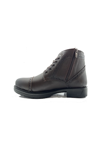 Ehil 72518 Kahve Hakiki Deri İçi Kürklü Fermuarlı Erkek Bot Kahverengi