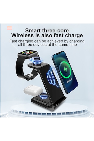 Symbee 3'ü 1 Arada Dikey Kablosuz Şarj Aleti, Telefon-saat-kulaklık İçin 20w Hızlı Şarj, İphone/android Uyumlu, Beyaz, Abd Standartı 110-240v Beyaz