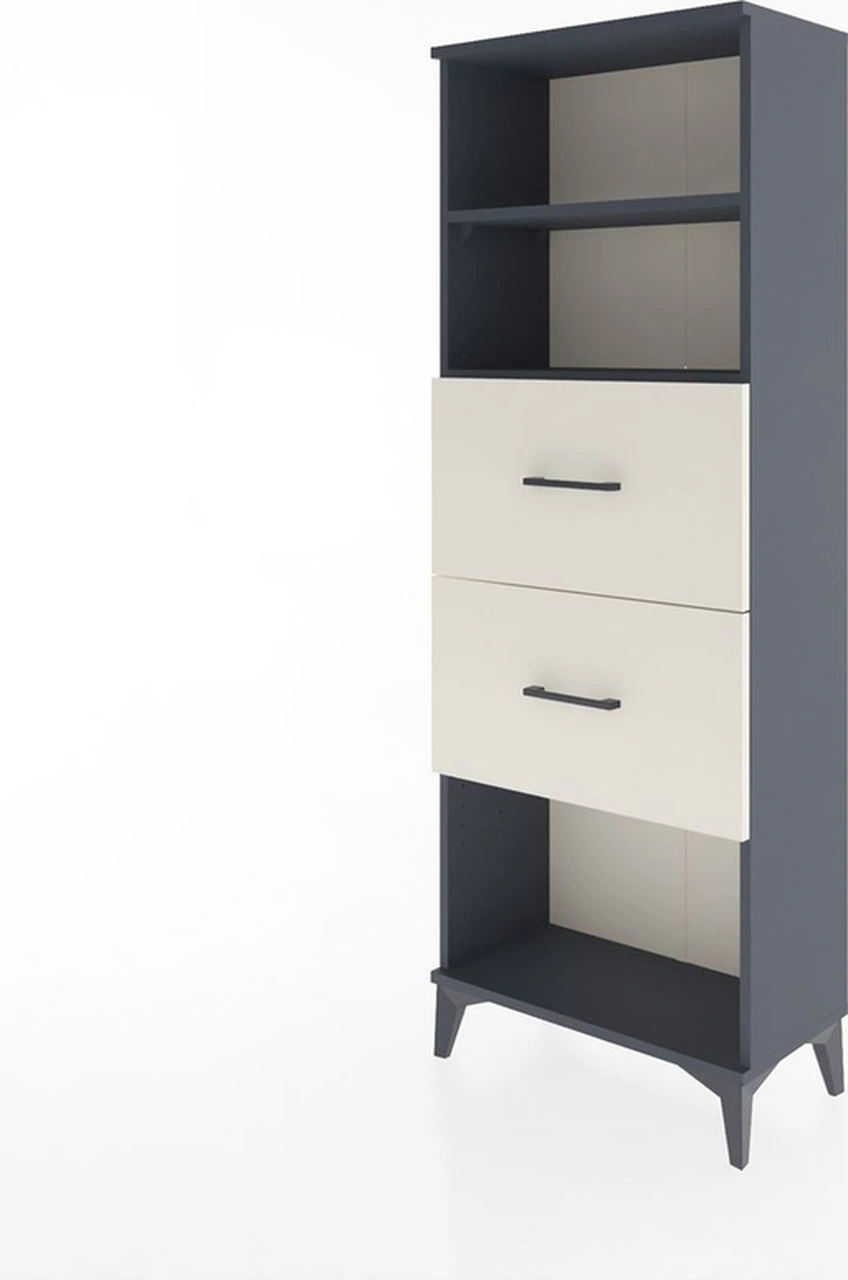 Arges Dolap 2 Raflı 2 Çekmeceli 60x30x163 Antrasit-aytaşı Antrasit