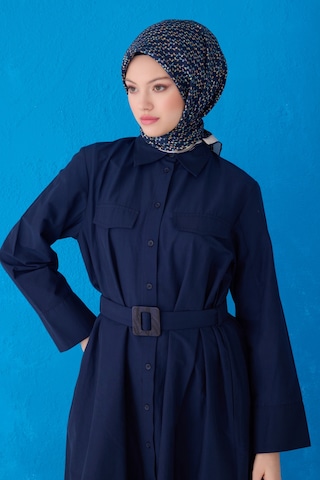 BELLİ Saf İpek Eşarp 4128d Twill İpek -8586 - 90 X 90 / Lacivert Lacivert