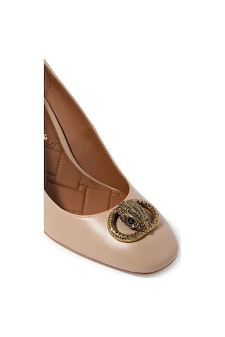 Kurt Geiger Chelsea 85 Round Toe Deri Lüks Tasarım Kadın Stiletto Topuklu Ayakkabı Bej 38,5
