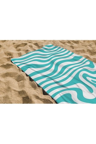 Plaj Havlusu Dalgalı Dijital Baskılı 70x150 Cm Plaj Havlusu - Mint Diğer