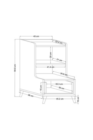 Just Home Melek Tek Çekmeceli Komodin - Safir Meşe / Beyaz Safir Meşe