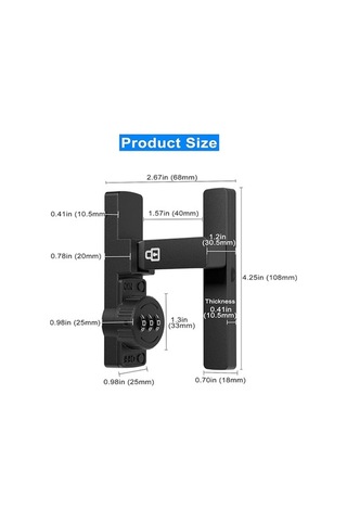 Pazly Anahtarsız Çinko Alaşım Dolabı Kilidi - Black, Right Angle, Kolay Kurulum, Güvenli Depolama Odası Kapıları İçin Black, Right Angle
