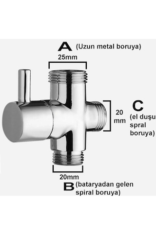 Meriva M87 Banyo Robot Duş Seti Yönlendirici Musluk Krom 3/4x1/2x1/2