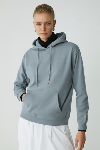 Ethıquet Abelıa Kadın Pamuklu Içi Polarlı Yumuşacık Kalın Kumaşlı Kapüşonlu Örme Comfort Mavi Sweats