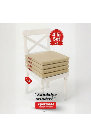 Xpermate 4'lü Sandalye Minderi Su İtici Kumaş 40 x 40 CM Bej