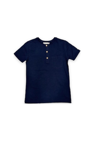 Woo Rage Erkek Çocuk Pamuklu İnce Üç Düğmeli Basic Tshirt-12963-lacivert Lacivert