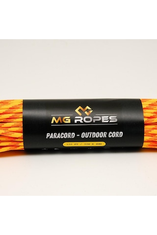 Mg Ropes Polyester Paracord İp 4 Mm Sarı Turuncu Desen 30 Metre Turuncu