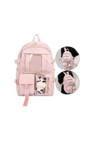 Suntek Büyük Kapasiteli Sırt Çantası Okul Dizüstü Kız Pembe