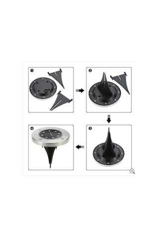 8 Ledli Solar Güneş Enerjili Işık Bahçe Dekor Aydınlatma Lambası 1 Adet Disklight Siyah