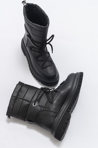 Luvishoes Weld Siyah Cilt Kadın Kar Botu Siyah
