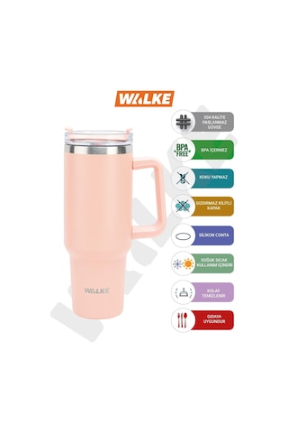 Walke Luxury Pipetli Bardak Termos 1.2 Litre Pembe