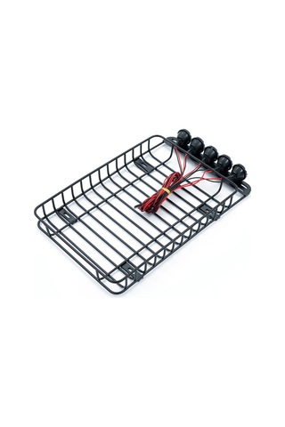 Tenfowee Led Işıklı Metal Çatı Bagaj Rafı - 1/10 Scx10 Trx4 4102 Uyumlu Far Kapaklı