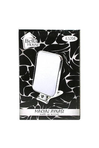 Dikdörtgen - Gümüş 15x11.5cm Makyaj Aynası Çift Taraflı Katlanır Ayaklı 4741 Gri - Gümüş