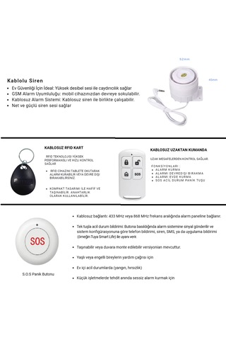 Obiem Pgst Akıllı Ev Güvenlik Alarm Sistemi + İç Ve Dış Mekân Ptz Hd Kamera