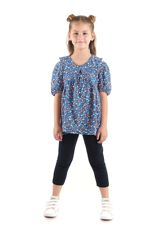 Ahengim Kız Çocuk Takım Vizkon Bluzlu Taytlı Alt Üst Takım Pamuklu Ak2521 İndigo