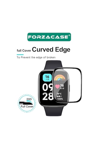 Forzacase Xiaomi Redmi Watch 5 Active İçin Çerçeveli Tam Kaplayan 3d Pet Ekran Koruyucu Film - Fc016 Şeffaf