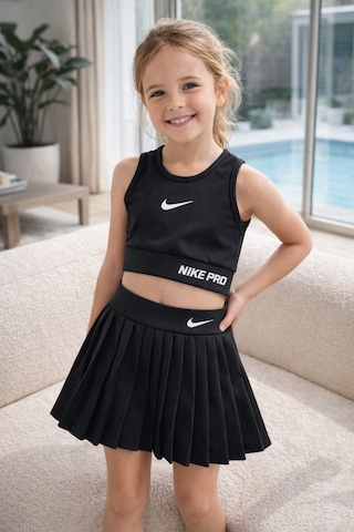 Uğur Bebe Kız Çocuk Siyah Crop Krop Mayo Takımı Şort Etekli Spor, Havuz & Deniz Uyumlu 1beden Büyük Alınız Siyah Siyah