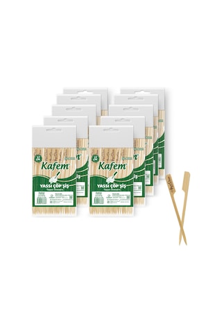 Kafem Yassı Çöp Şiş - Sunum Kürdanı 12 CM 50 Li x 10 Paket