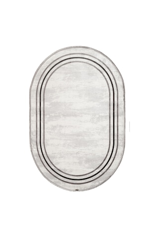 Trend 2803 Gri Oval Akrilik Salon Mutfak Yatak Odası Halısı Makinede Yıkanabilir-1078 Gri