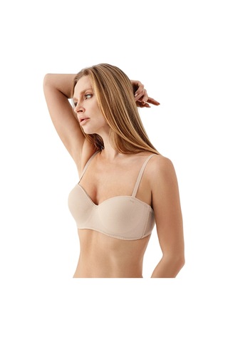 New Bra Newbra Lingerie 7045 Kadın Desteksiz C Cup Dantelli Sutyen Ten