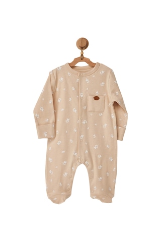 Andywawa Erkek Bebek Ayıcık Kabartmalı Önlüklü Tulum Takım AC2276 Bej