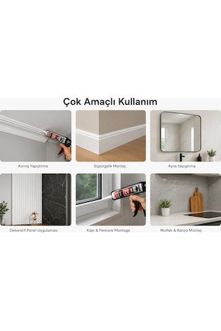 Güçlü Montaj Yapıştırıcısı 450 Gr Korniş Ayna Pvc Ahşap Mermer Taş Seramik Yapıştırıcı