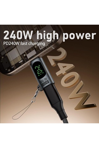 Lexroo Type C To Type C 240w 80gbps Dijital Göstergeli Şarj Ve Veri Aktarımı Otgjk Standart