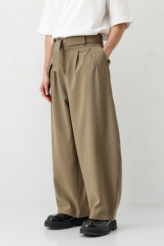 Vamos Barrel Fit Tailored Fit Kemerli Pantolon Haki