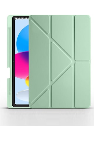 Apple Uyumlu iPad A16 11. Nesil 2025 11 Inç Kılıf Kalem Bölmeli Trifolding Standlı Uyku Modlu Silikon Kapak Kapaklı Kılıf