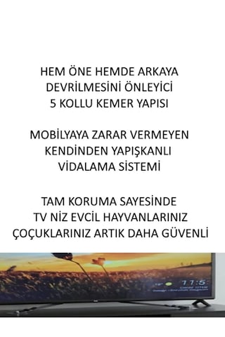 Usin Öne Ve Arkaya Devrilmesini Önleyen Mobilyaya Yapışkanlı Lcd Tv Askısı Kedi Köpek Çoçuk Bebek Deprem Koruma Güvenlik Kemeri Ahtapot Tip