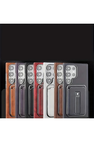 Turcoshop11 Samsung Galaxy S23 Ultra Manyetik Kart Yuvası Ve Kapaklı Kılıf