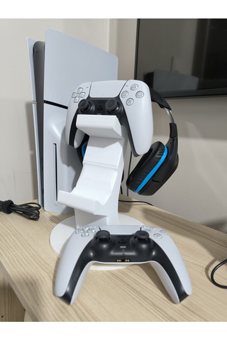 Ps5 2li Kol Tutucu + Kulaklık Standı 3 İn 1 Beyaz