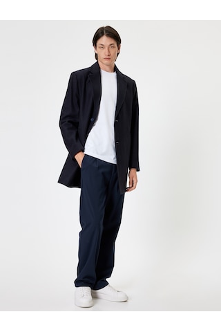Koton Slim Fit Kaşe Kaban Cep Detaylı Lacivert 5wam00021hw Lacivert