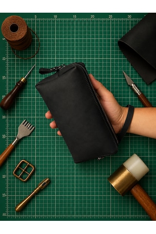 Vintage Leather Craft Hakiki Deri Erkek Çantası Siyah