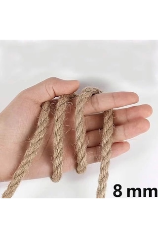 Jütburada Jüt Halat 8 Mm 50 Metre Hasır Dekor Süsleme İp