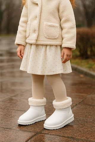 Kaptan Junior Çocuk İçi Kürklü Su Geçirmez Yağmur, Kışlık Bot Krem