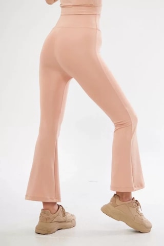 Hazego Dalgıç Yüksel Bel İspanyol Paça Tayt - Bej Bej