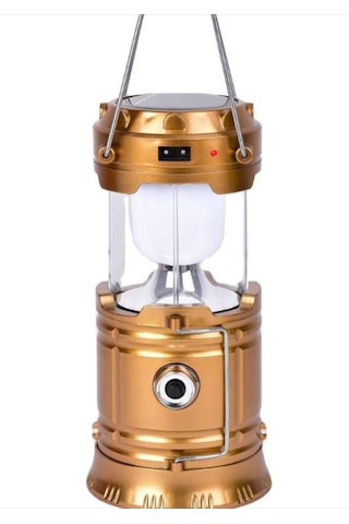 Şarjlı Kamp Lambası Güneş Enerjili Kızaklı Kamp Lambası Altın